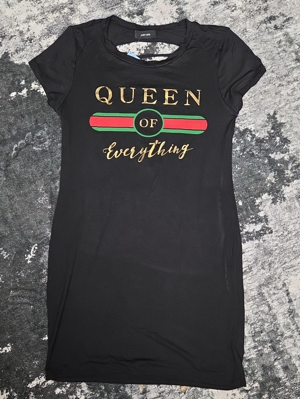 Black 'Queen of Everything' Graphic Mini Dress